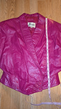 Load image into Gallery viewer, Retro Fushia crop leather jacket