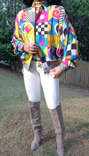 Load image into Gallery viewer, VINTAGE 80s/90s CACHÉ GEOMETRIC POP ART BOMBER JACKET 💥