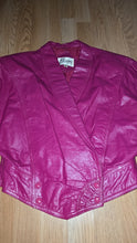 Load image into Gallery viewer, Retro Fushia crop leather jacket