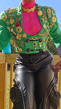 Load image into Gallery viewer, Green Ancient Treasure Brooch Crop Jacket