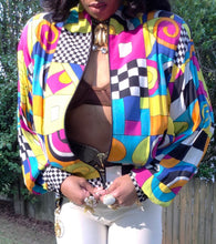 Load image into Gallery viewer, VINTAGE 80s/90s CACHÉ GEOMETRIC POP ART BOMBER JACKET 💥