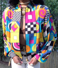 Load image into Gallery viewer, VINTAGE 80s/90s CACHÉ GEOMETRIC POP ART BOMBER JACKET 💥