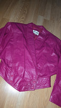 Load image into Gallery viewer, Retro Fushia crop leather jacket