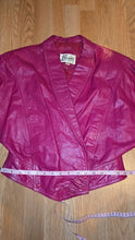 Load image into Gallery viewer, Retro Fushia crop leather jacket