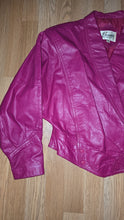 Load image into Gallery viewer, Retro Fushia crop leather jacket