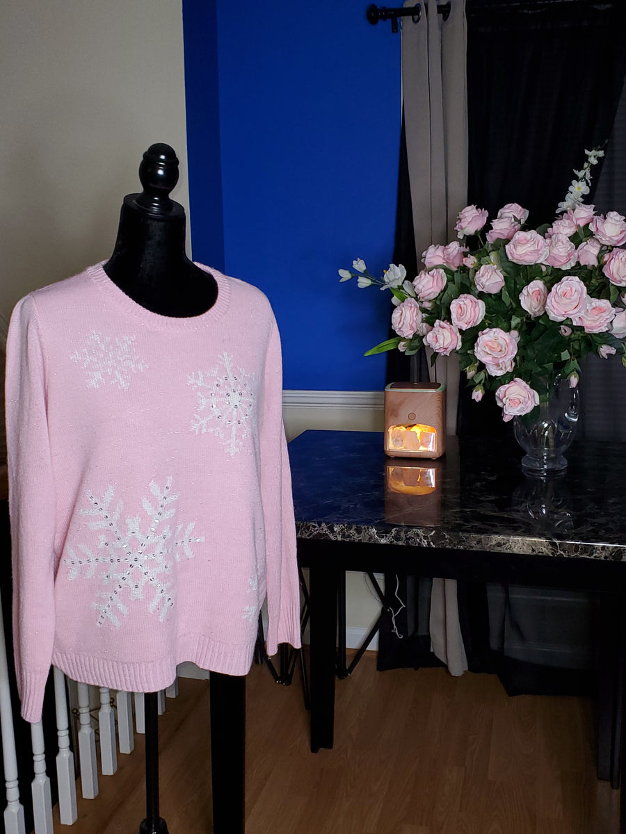 Pink snowflake clearance sweater