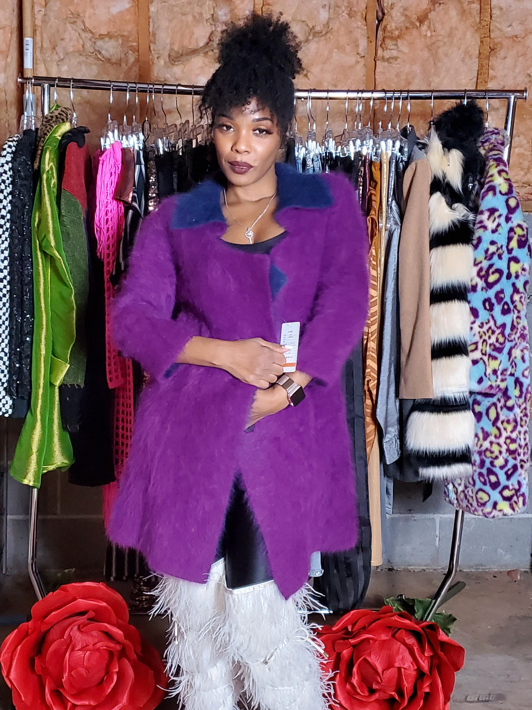 Purple Rabbit Fur Jacket