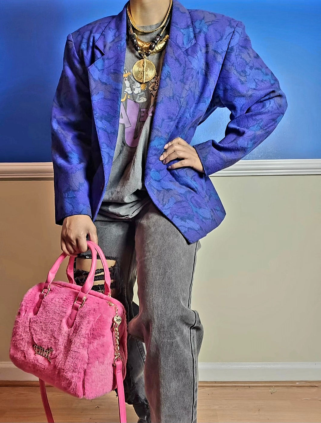 Blue Flowers Vtg Blazer