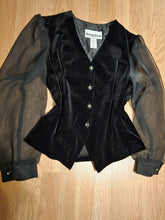 Load image into Gallery viewer, Black vtg blazer w/ silver sparkle
