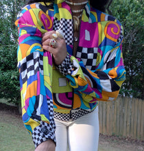 Load image into Gallery viewer, VINTAGE 80s/90s CACHÉ GEOMETRIC POP ART BOMBER JACKET 💥
