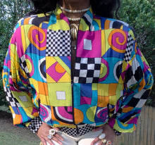 Load image into Gallery viewer, VINTAGE 80s/90s CACHÉ GEOMETRIC POP ART BOMBER JACKET 💥
