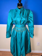 Load image into Gallery viewer, Teal Vintage Trench Coat
