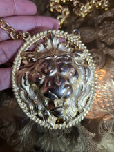Load image into Gallery viewer, NAPIER 1970s Vintage Francis Fujio Gold-Tone Lion Medallion Runway Statement Necklace
