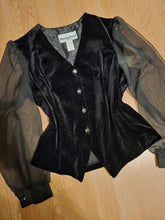 Load image into Gallery viewer, Black vtg blazer w/ silver sparkle
