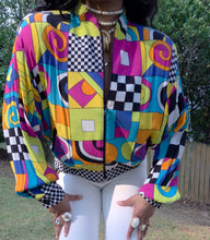 Load image into Gallery viewer, VINTAGE 80s/90s CACHÉ GEOMETRIC POP ART BOMBER JACKET 💥
