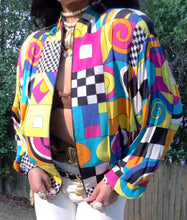 Load image into Gallery viewer, VINTAGE 80s/90s CACHÉ GEOMETRIC POP ART BOMBER JACKET 💥
