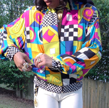 Load image into Gallery viewer, VINTAGE 80s/90s CACHÉ GEOMETRIC POP ART BOMBER JACKET 💥
