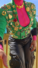 Load image into Gallery viewer, Green Ancient Treasure Brooch Crop Jacket
