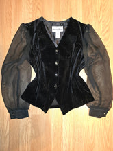 Load image into Gallery viewer, Black vtg blazer w/ silver sparkle
