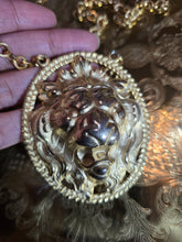 Load image into Gallery viewer, NAPIER 1970s Vintage Francis Fujio Gold-Tone Lion Medallion Runway Statement Necklace
