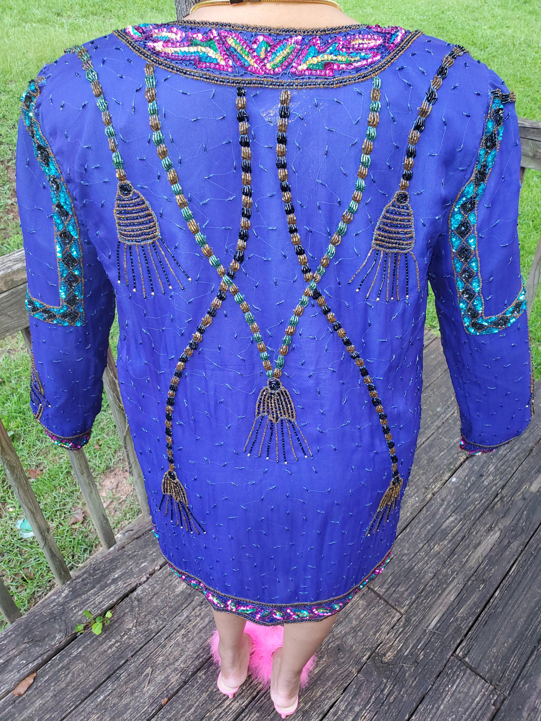 Blurple Sequin Vintage Duster